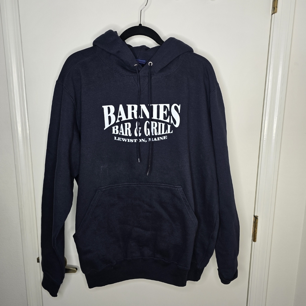 Champs Navy Barnies Bar & Grill Graphic Hoodie NWOT Large